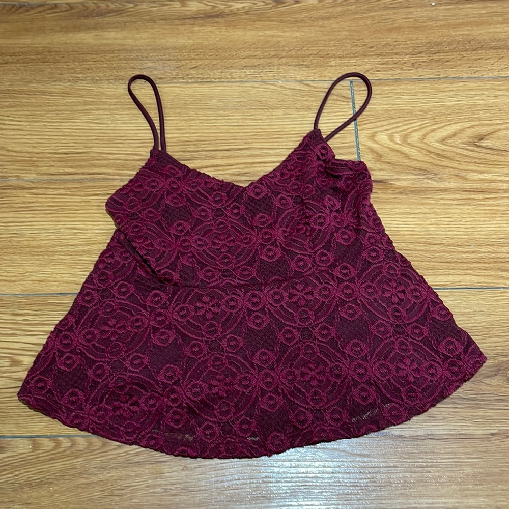 Maroon Lace Crop Top